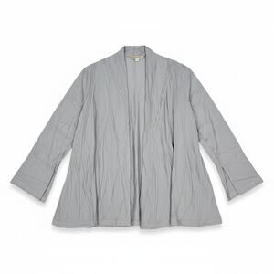 NEW Windhorse S/M Light Gray Cotton Lagenlook Shawl 3/4 Sleeve Casual Ripple